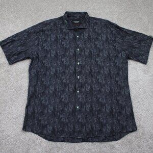 Maceoo Shirt Mens 7/3XL Black Italian jacquard Fabrics Short‎ Sleeve Button Down